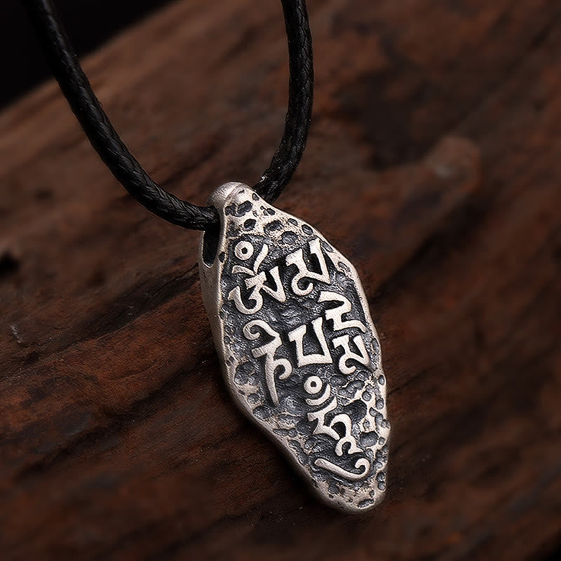 Colgante de plata de ley 925 tibetana con Buddha Stones Om Mani Padme Hum Dorje Vajra, colgante de fuerza grabado - image 8