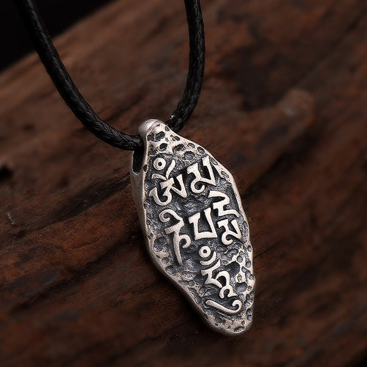 Colgante de plata de ley 925 tibetana con Buddha Stones Om Mani Padme Hum Dorje Vajra, colgante de fuerza grabado - image 8