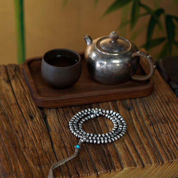 108 cuentas Mala de plata de ley 925, ágata roja, turquesa, pulsera con dijes de confianza