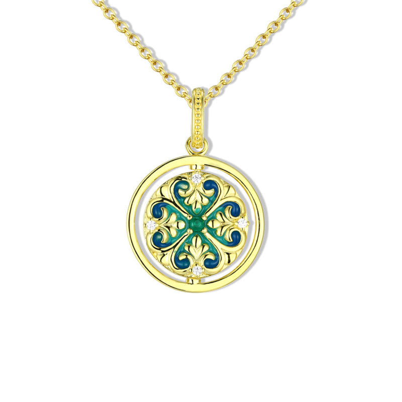Colgante de collar giratorio con iluminación de circonita floral con flor de loto de Plata de Ley 925 con Buddha Stones - LOTO (Iluminación♥Nuevo comienzo) - image 0