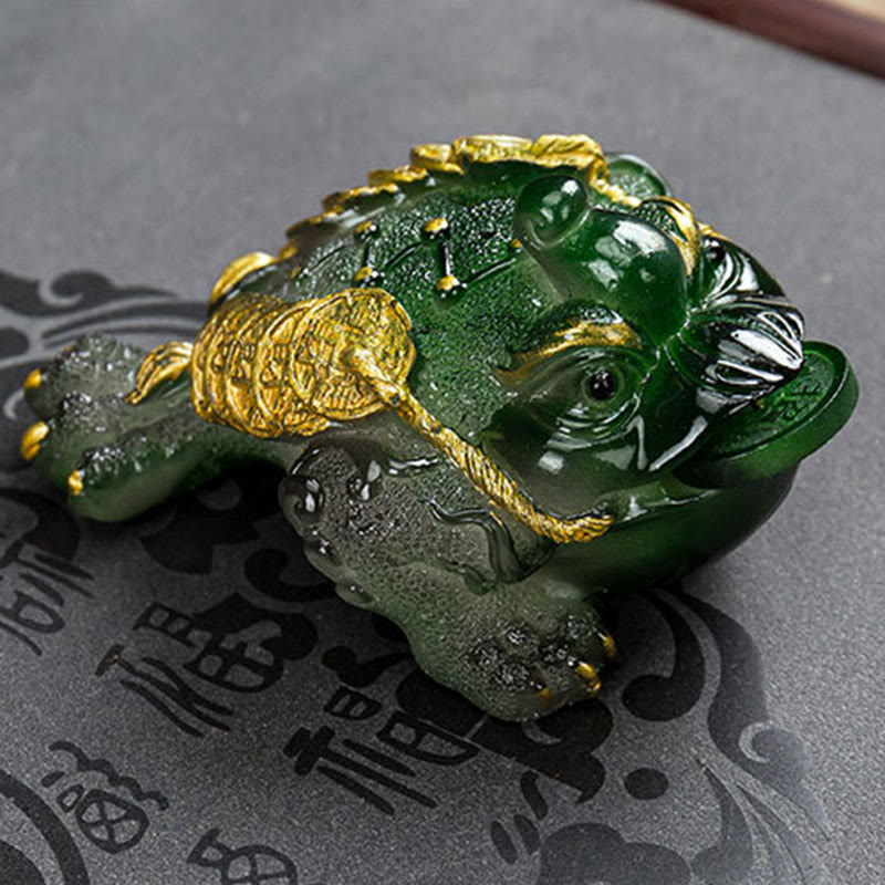 Buddha Stones que cambian de Color FengShui, riqueza, rana de la suerte, moneda de cobre, té, mascota, estatuilla de resina decorativa - image 11