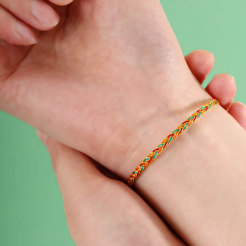 Pulsera de hilo trenzado con diseño de escamas de dragón multicolor hecha a mano con Buddha Stones