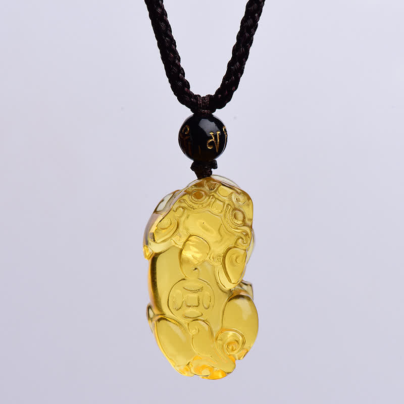 Colgante de collar de riqueza de Buddha Stones FengShui citrino PiXiu - image 10