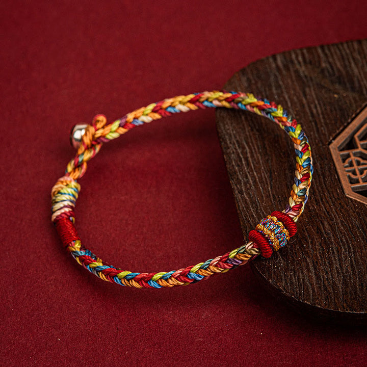 Pulsera hecha a mano con Buddha Stones para niños y adultos, pulsera colorida de la suerte del Festival del Barco del Dragón, cuerda colorida