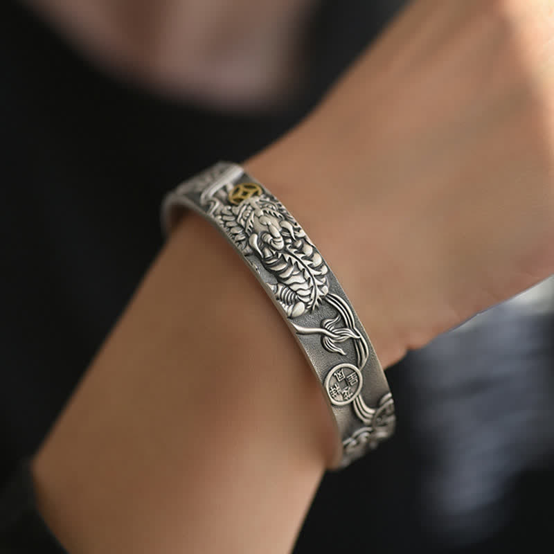 Pulsera tibetana PiXiu de cobre con monedas y riqueza, brazalete ajustable