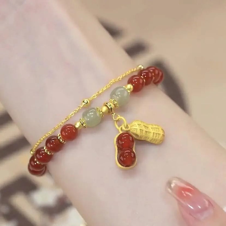 Pulsera con cuentas de la suerte, con Buddha Stones, hoja de jade, Ginkgo, tulipán, cacahuete, Fu - image 21