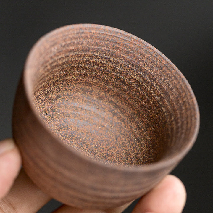 Taza de té de cerámica marrón Retro hecha a mano con Buddha Stones, taza de té de Kung Fu