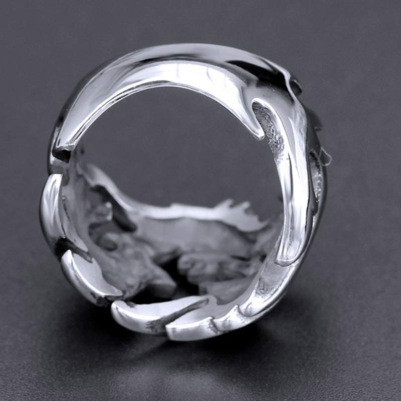 Anillo ajustable de fuerza de protección con patrón de dragón de Buddha Stones