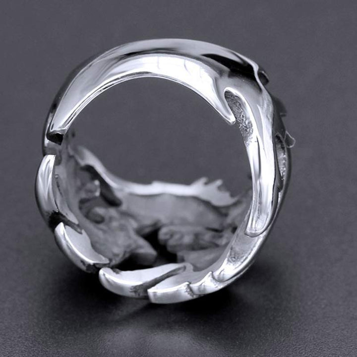 Anillo ajustable de fuerza de protección con patrón de dragón de Buddha Stones
