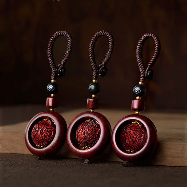 Buddha Stones tibetanas, hoja pequeña, sándalo rojo, ébano, protección de la suerte, decoración de rotación