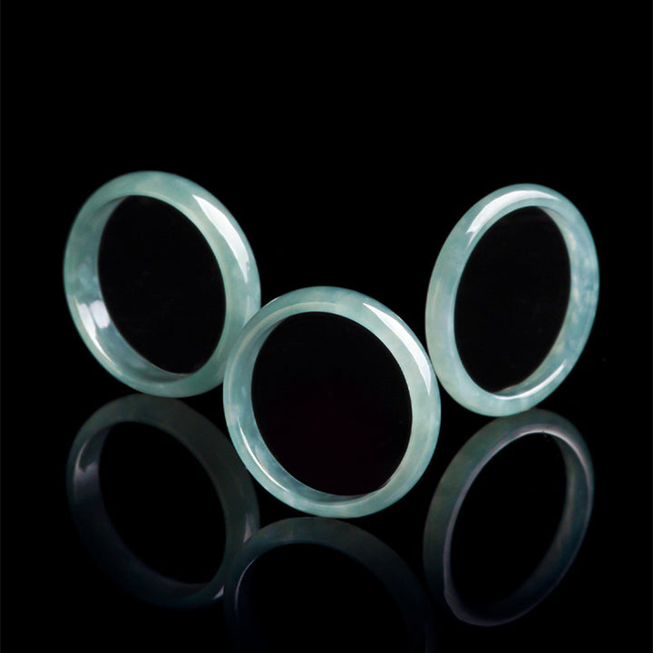 Anillo de protección de prosperidad de jade natural con Buddha Stones