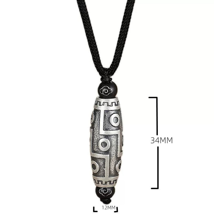 Buddha Stones Tíbet, colgante de collar de riqueza con patrón de cuentas Dzi de nueve ojos, nubes propicias de cobre