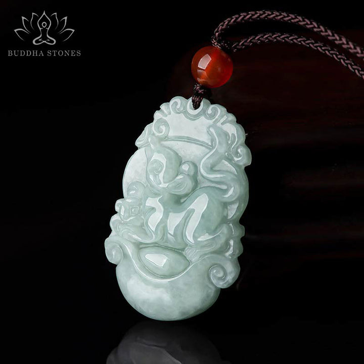 Collar con colgante de éxito del zodiaco chino con Buddha Stones de jade natural 12 - image 1