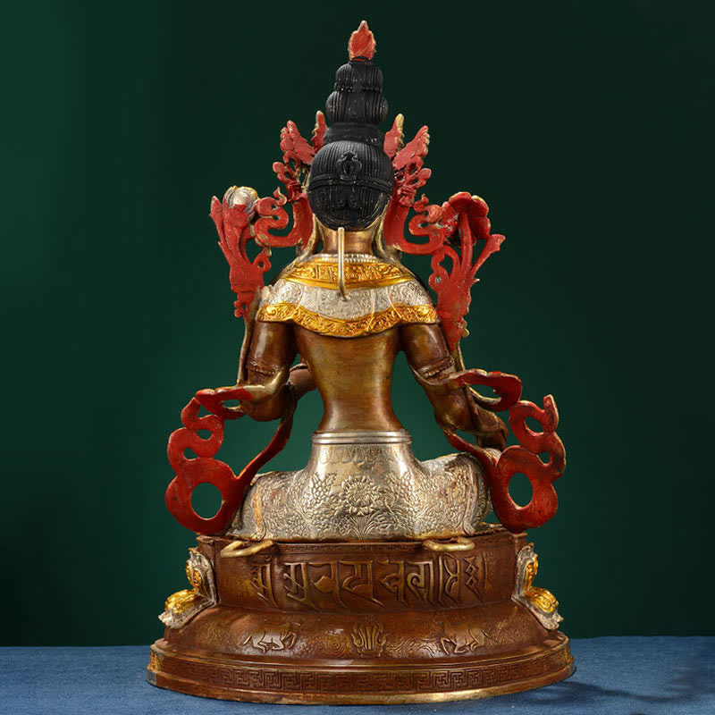 Decoración de estatua de cobre Bodhisattva Green Tara Hope
