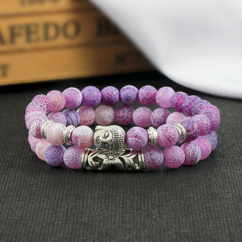 Pulsera de protección de Buda de ágata de cristal Natural, 2 uds., Buddha Stones
