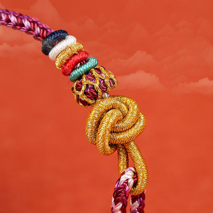 Pulsera de cuerda trenzada de protección de cuerda colorida Dunhuang hecha a mano con Buddha Stones