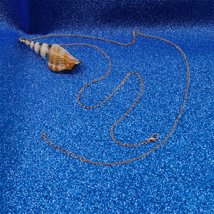 Colgante de collar de la suerte de concha de caracola Shankha Natural