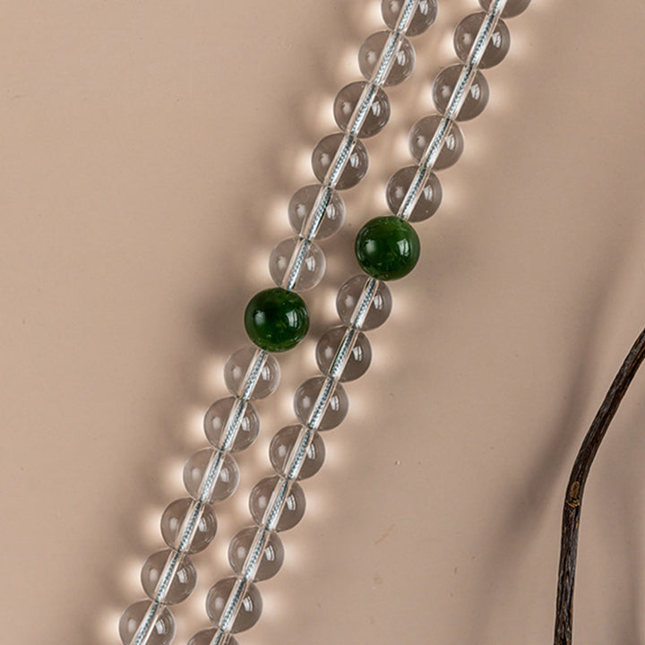 Pulsera de meditación de jade de cristal blanco de 108 cuentas Mala