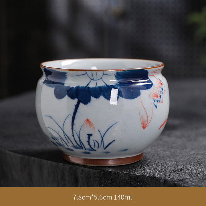Tazas de té de cerámica de bambú con hojas de flor de loto y Buddha Stones, tazas de té de Kung Fu