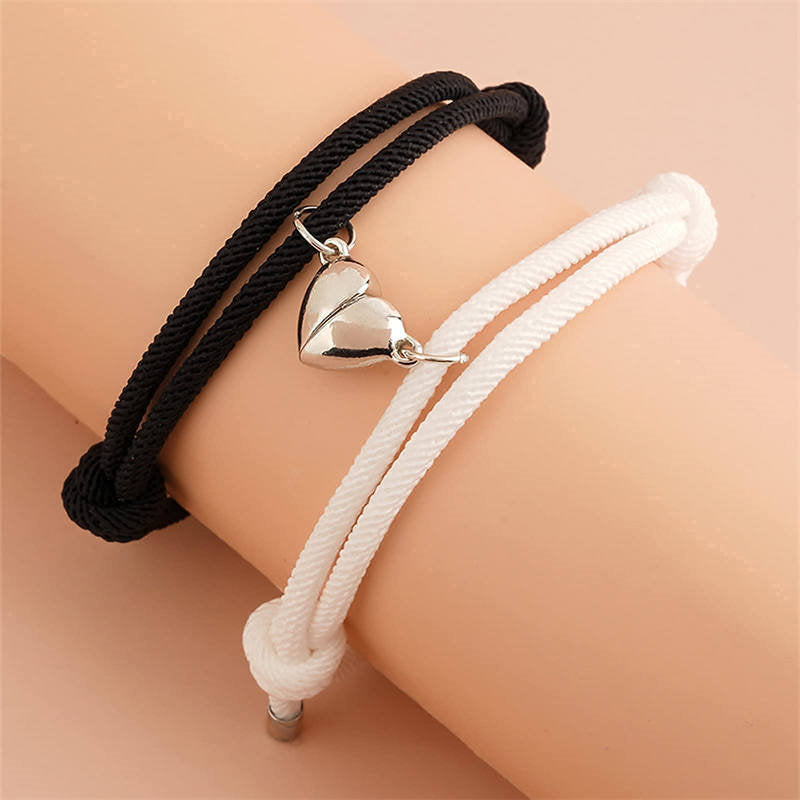 Pulsera de fuerza de cuerda de pareja magnética de amor de 2 piezas