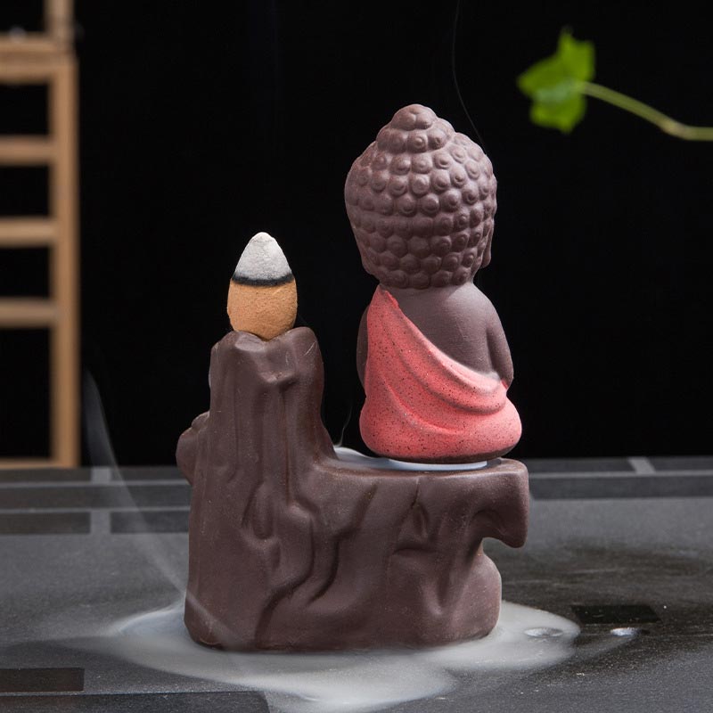 Quemador de incienso de bendición de cerámica, fuente de humo de reflujo de Buddha Stones , decoración