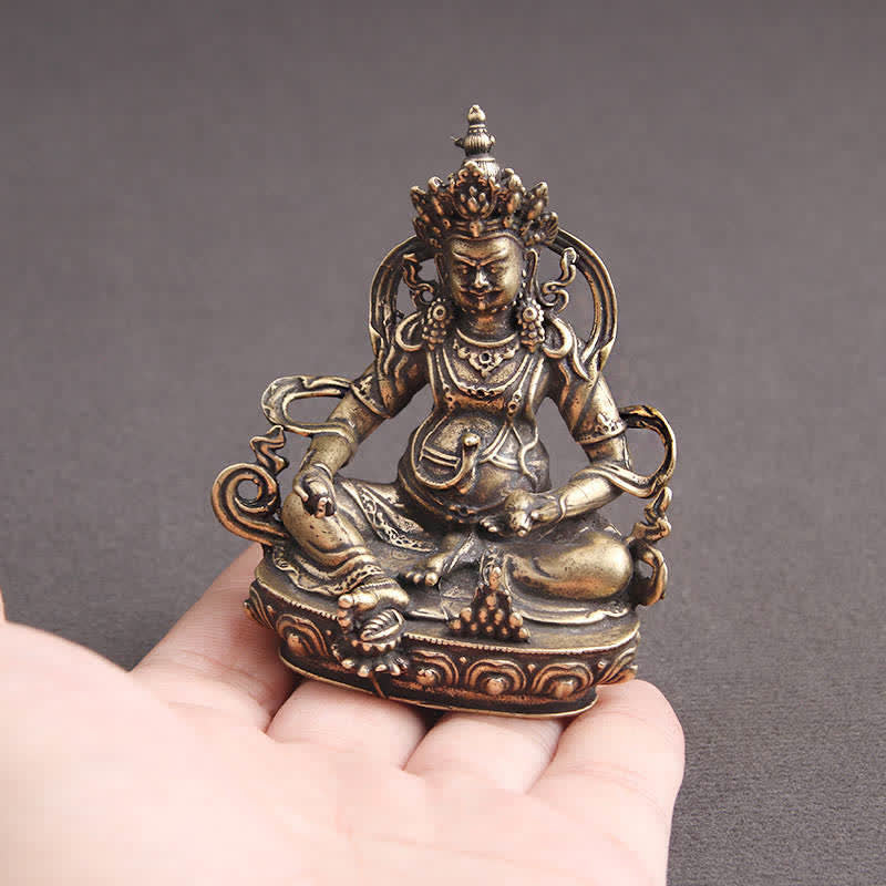 Estatuilla amarilla de Jambhala Bodhisattva, estatua de cobre de serenidad, decoración
