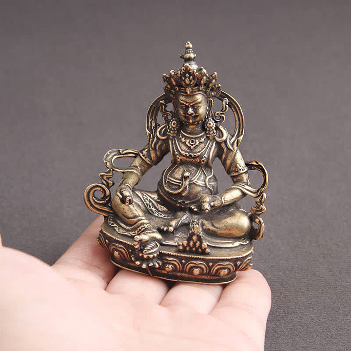 Estatuilla amarilla de Jambhala Bodhisattva, estatua de cobre de serenidad, decoración