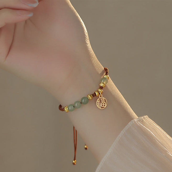Pulsera de cuerda con Buddha Stones , personaje Fu