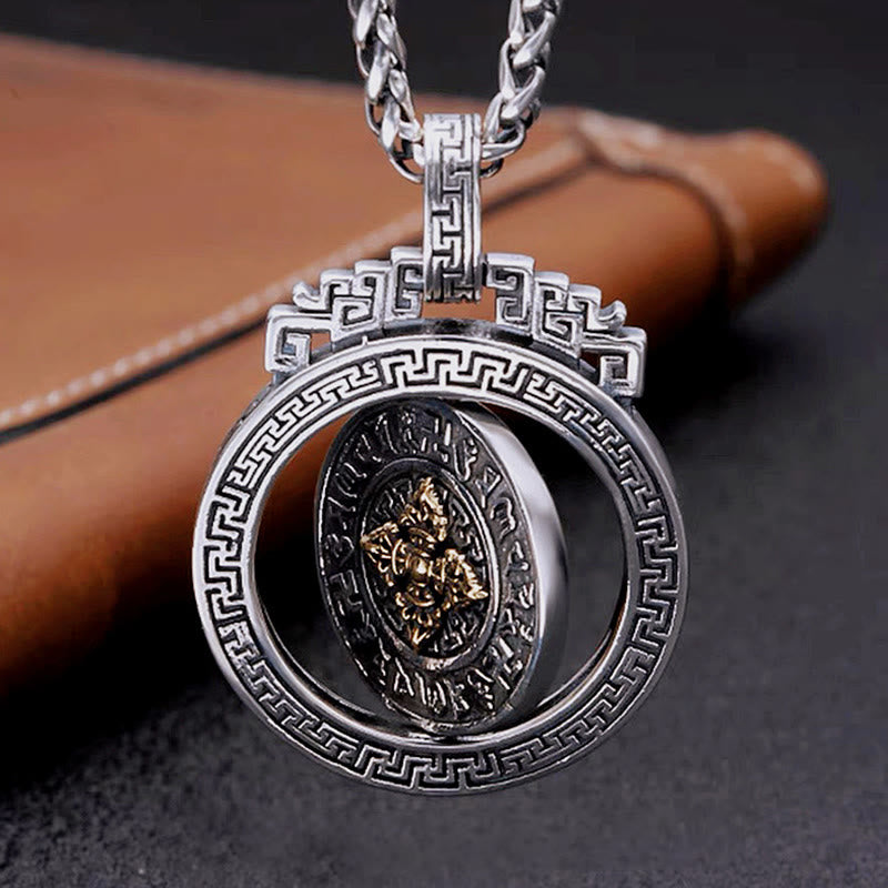 Colgante de collar de paz de pureza giratoria con Buddha Stones tibetanas Om Mani Padme Hum doble Dorje Vajra - image 8