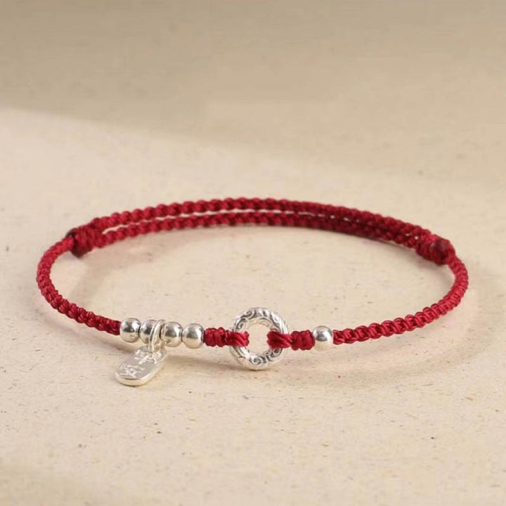 Tobillera con pulsera de sonido y seguridad con hebilla de paz y nubes propicias de Plata de Ley 925 con Buddha Stones