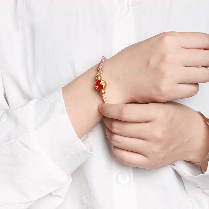 Pulsera de pareja de cuerdas de dos colores con Buddha Stones hechas a mano con grabado de montaña y mar de la suerte