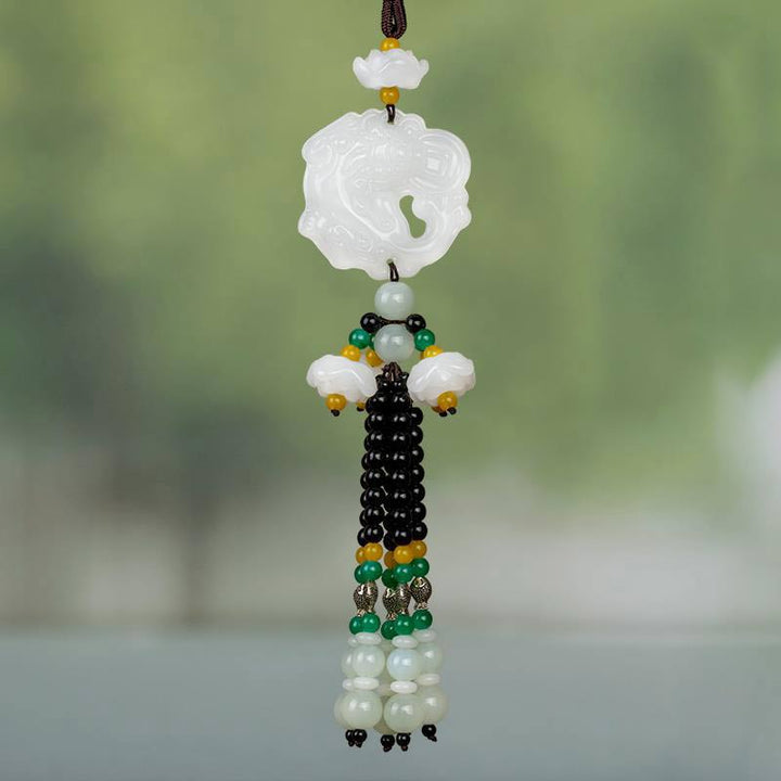 Buddha Stones FengShui Jade PiXiu bendición coche colgante decoración