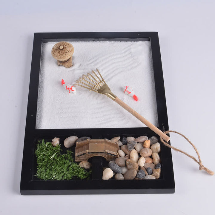 Pez Koi Pequeño Puente Calma Paz Meditación Zen Jardín Decoración
