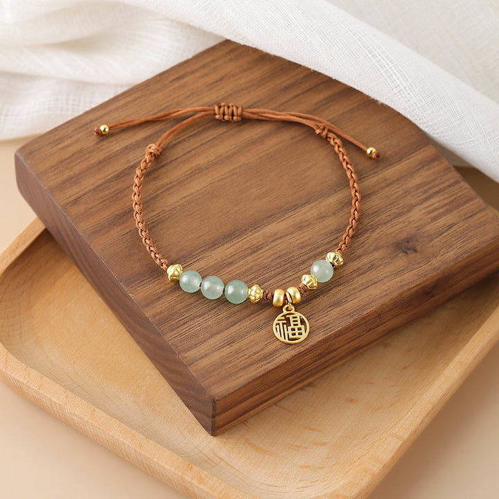 Pulsera de cuerda con Buddha Stones , personaje Fu