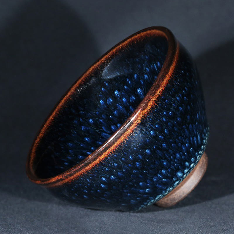 Buddha Stones hechas a mano, punto de Francolinus azul, taza de té de cerámica china Jianzhan, tazón de taza de té de Kung Fu