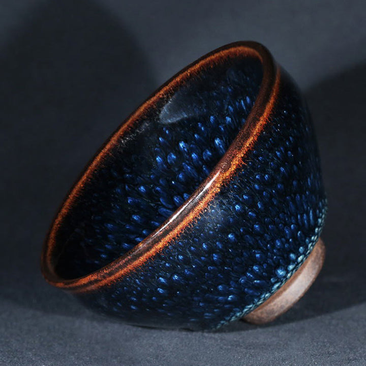 Buddha Stones hechas a mano, punto de Francolinus azul, taza de té de cerámica china Jianzhan, tazón de taza de té de Kung Fu