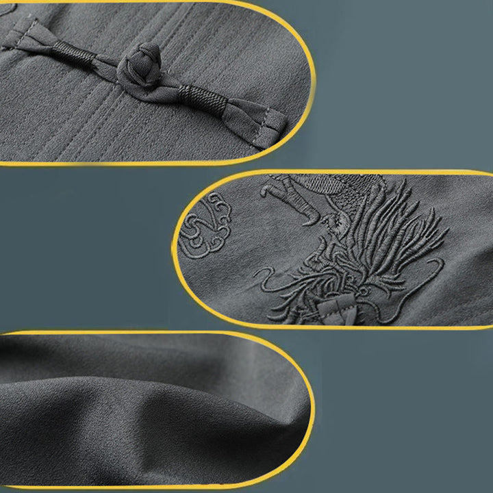 Traje Tang de Buddha Stones Hanfu dragón chino uniforme de kungfú tradicional camisetas y pantalones de manga corta conjunto de ropa para hombre - image 14