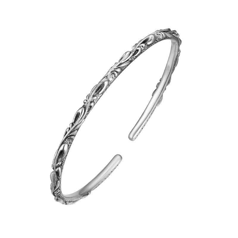 Brazalete de plata de ley 925 con diseño de vides hechas a mano