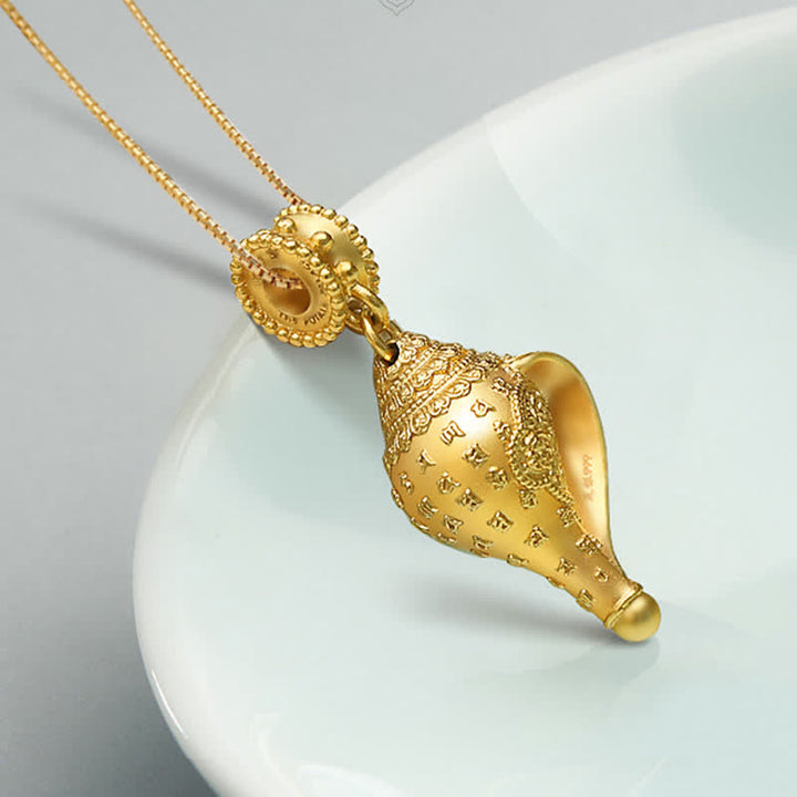 Colgante de plata de ley 999 con concha de caracola Shankha y concha de mar