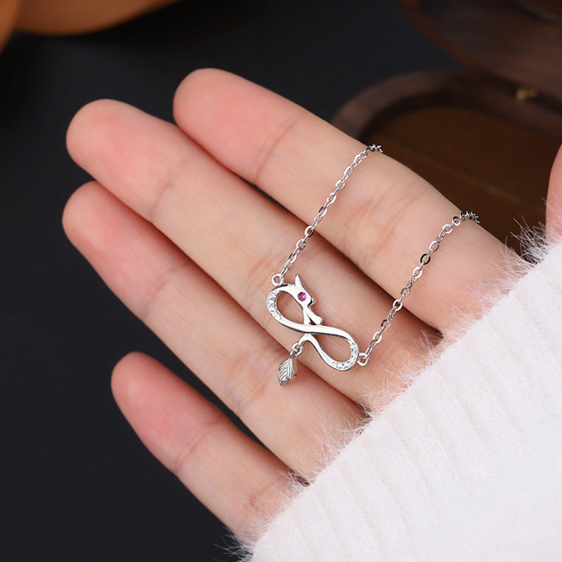 Colgante de plata de ley 999 con Buddha Stones, diseño del año del dragón, con nudo sin fin, colgante de cola