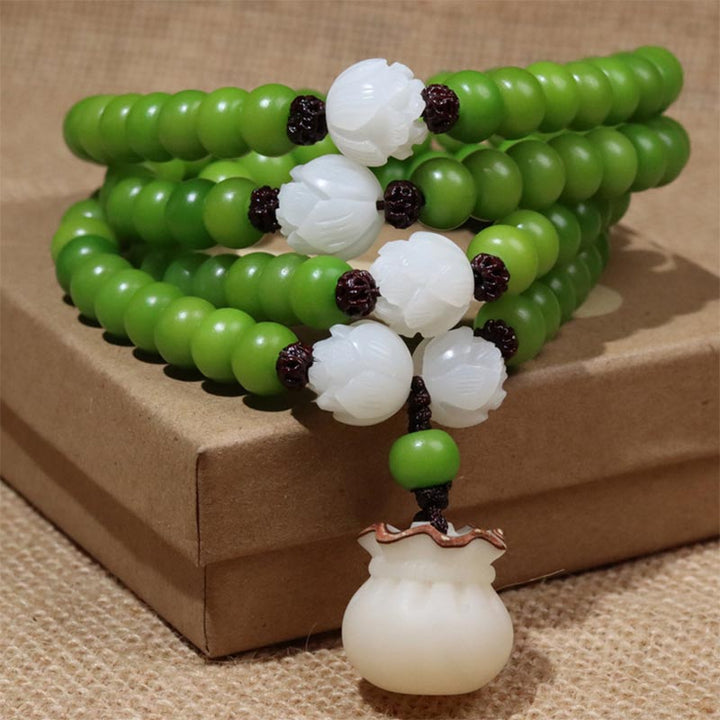 Pulsera de sabiduría Mala con 108 cuentas de semillas de Bodhi naturales