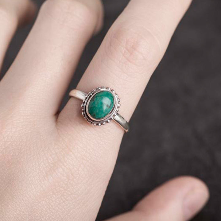 Anillo de amor de sabiduría turquesa de plata de ley 925 con Buddha Stones