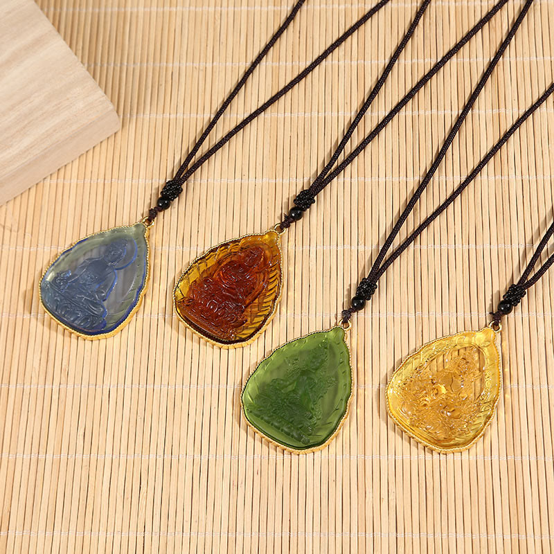 Colgante de collar de serenidad de cristal Liuli de Buda tibetano - image 2