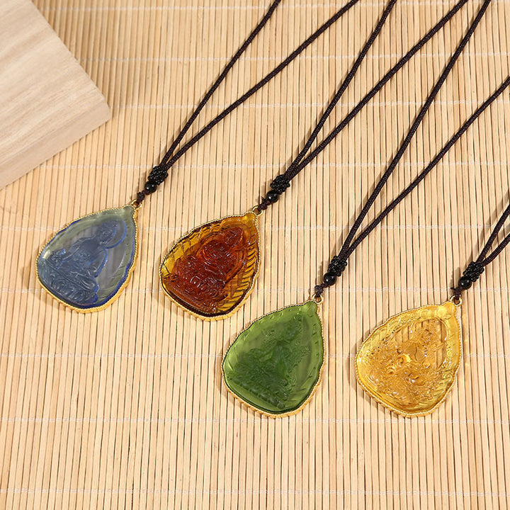 Colgante de collar de serenidad de cristal Liuli de Buda tibetano - image 2