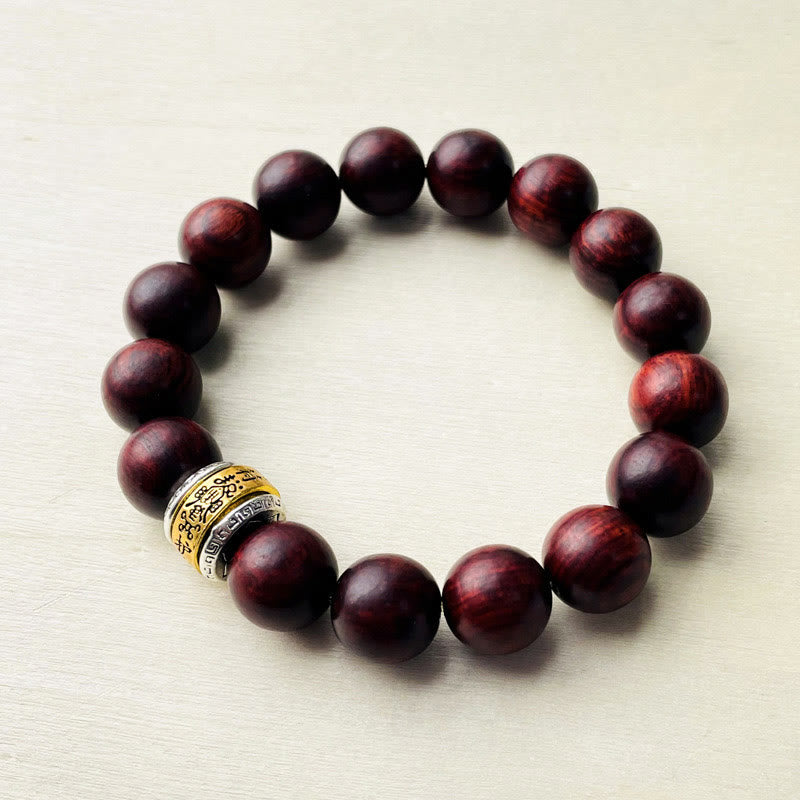 Pulsera de protección con amuleto de sándalo rojo y hoja pequeña de Buddha Stones