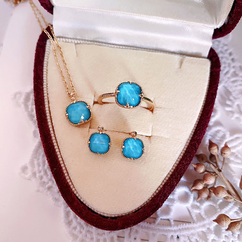 Juego de colgante y collar con anillo de protección chapado en plata de ley 925 con Buddha Stones