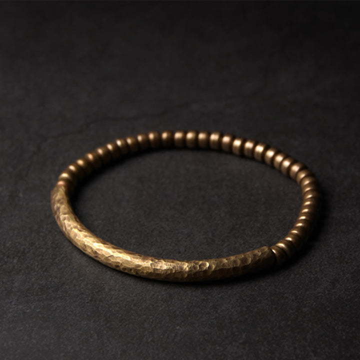 Pulsera de la riqueza de la suerte con cuentas de cobre y latón de diseño simple de Buddha Stones