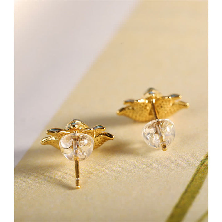 Pendientes de éxito de flor de loto de jade cian hetiano de plata de ley 925 - image 4