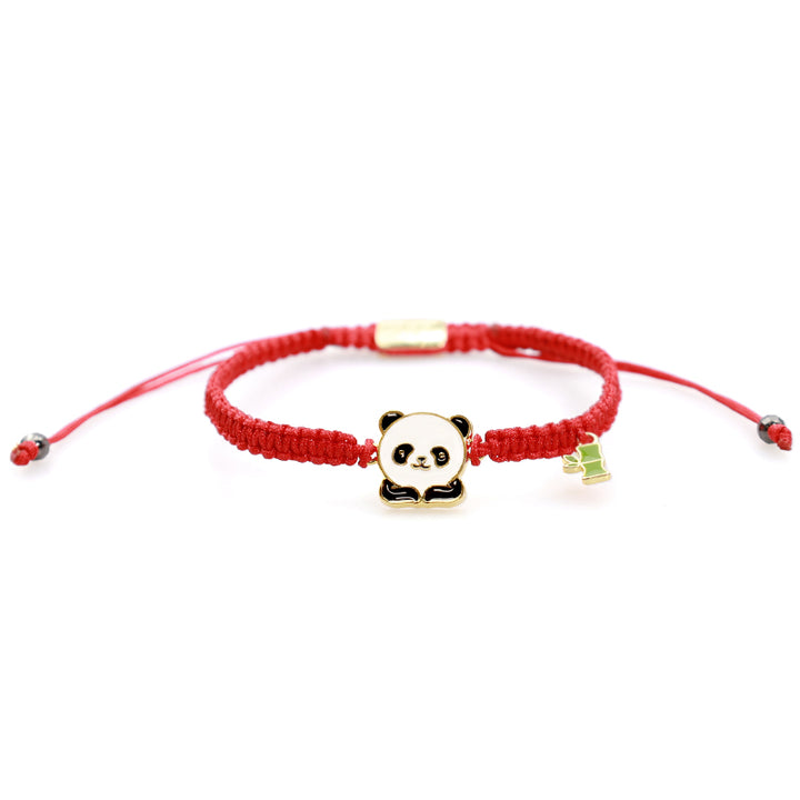 Pulsera de hilo rojo de la suerte de bambú Panda hecha a mano tibetana con Buddha Stones
