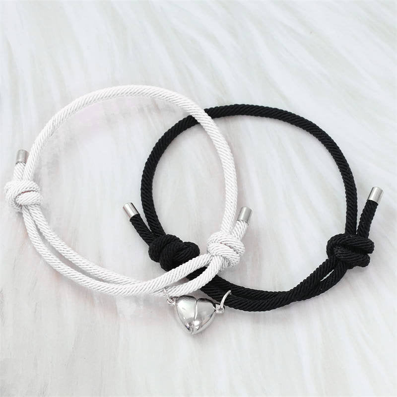 Pulsera de fuerza de cuerda de pareja magnética de amor de 2 piezas